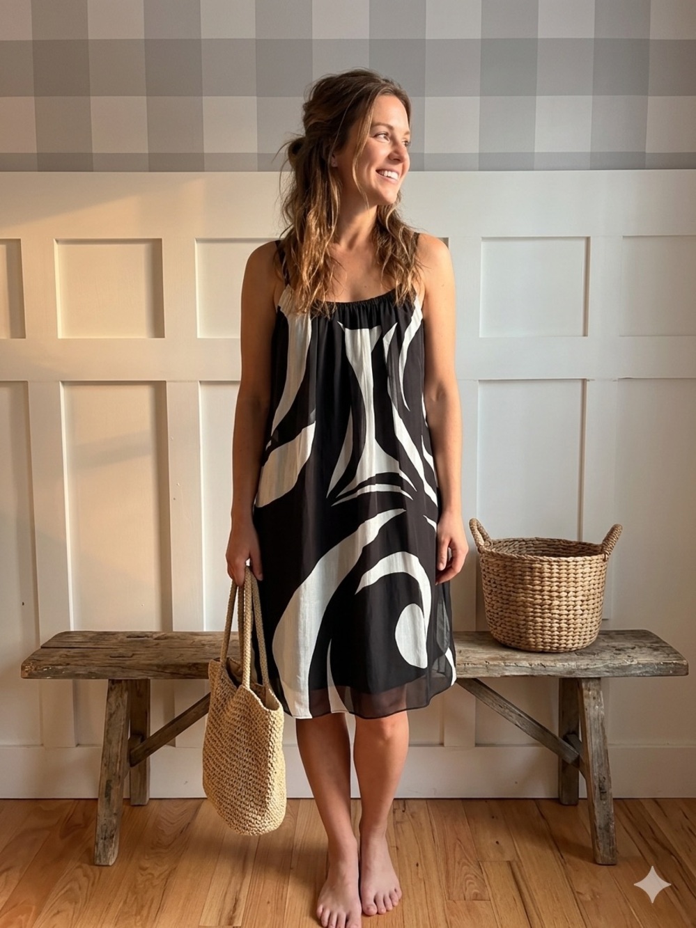 Laundry‎ by Design Silk Black and White Abstract Mini Dress 4